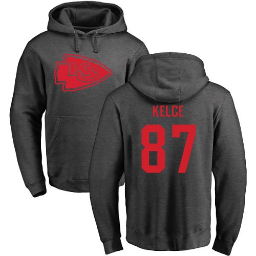 Men Kansas City Chiefs #87 Kelce Travis Ash One Color Pullover Hoodie->kansas city chiefs->NFL Jersey